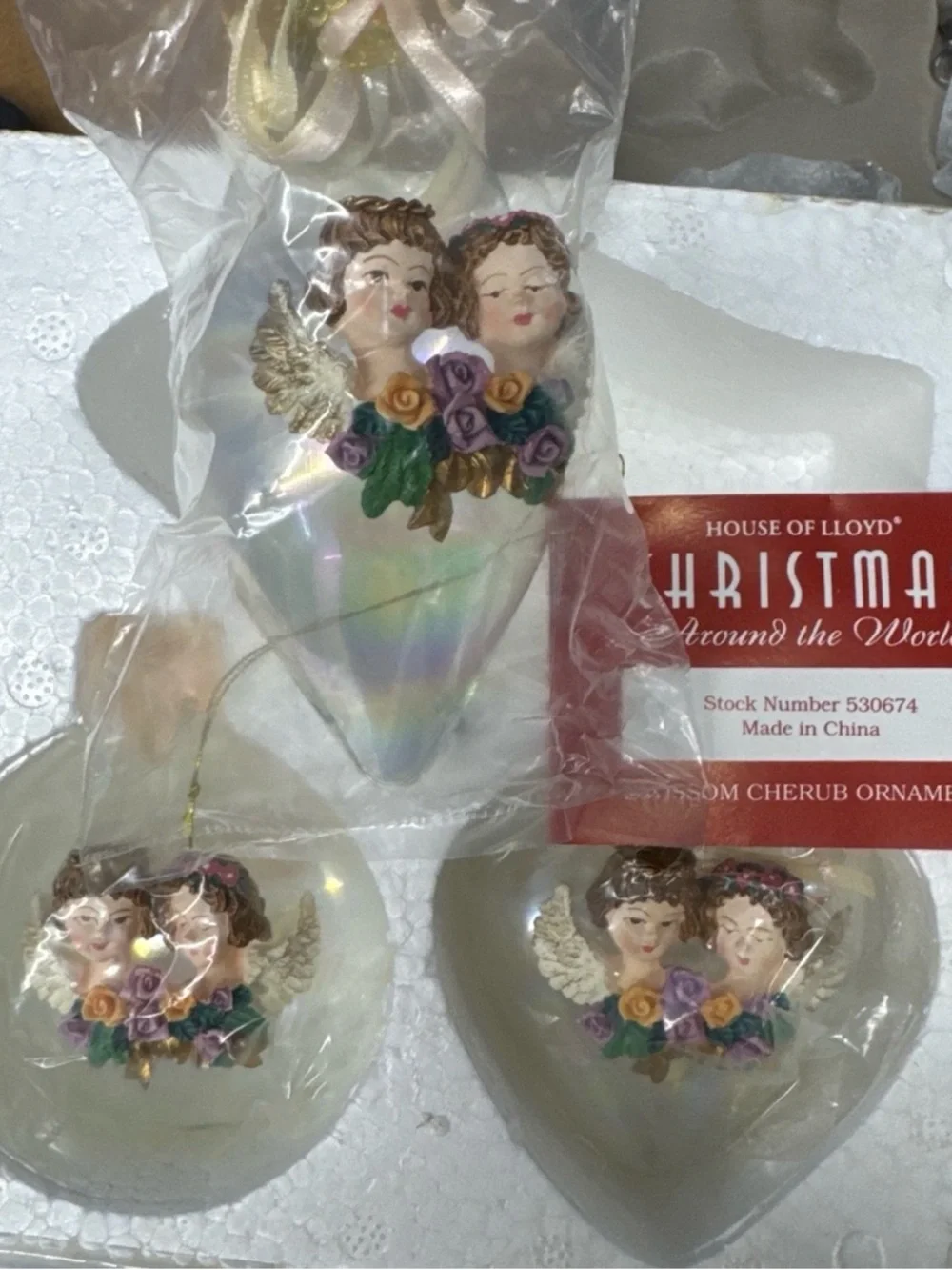 Vintage 1996 House of Lloyd Blossom Cherub Ornaments Set of 3 NWT